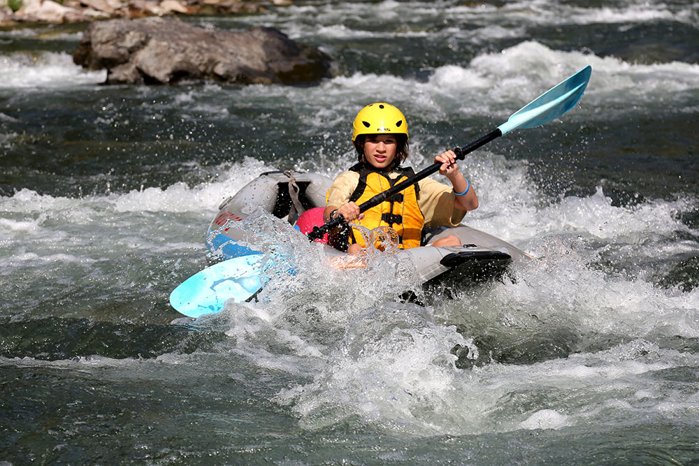Inflatable kayak on the salmon river