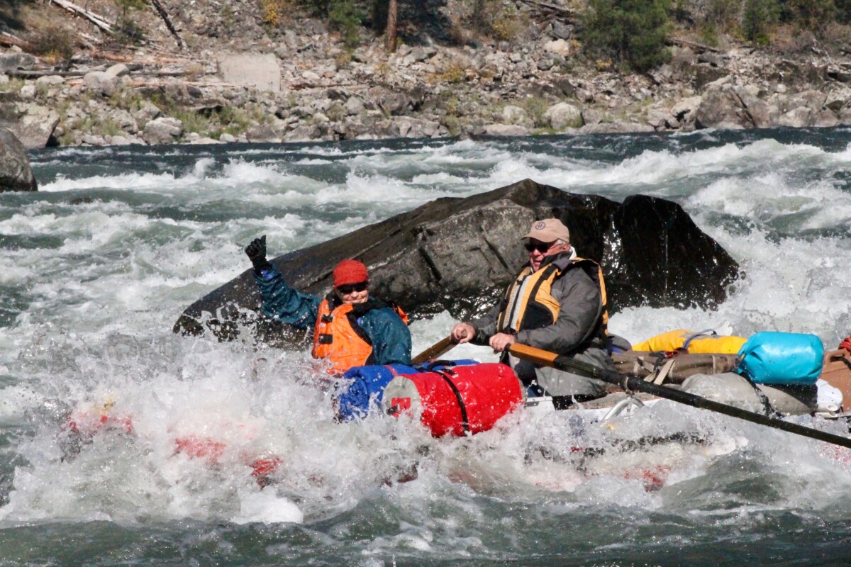 jer and mom in Big Mallard Rapid